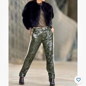 ZARA NEW WOMAN GREEN SEQUIN PANTS ZW COLLECTION REF: 2731/350 009/322